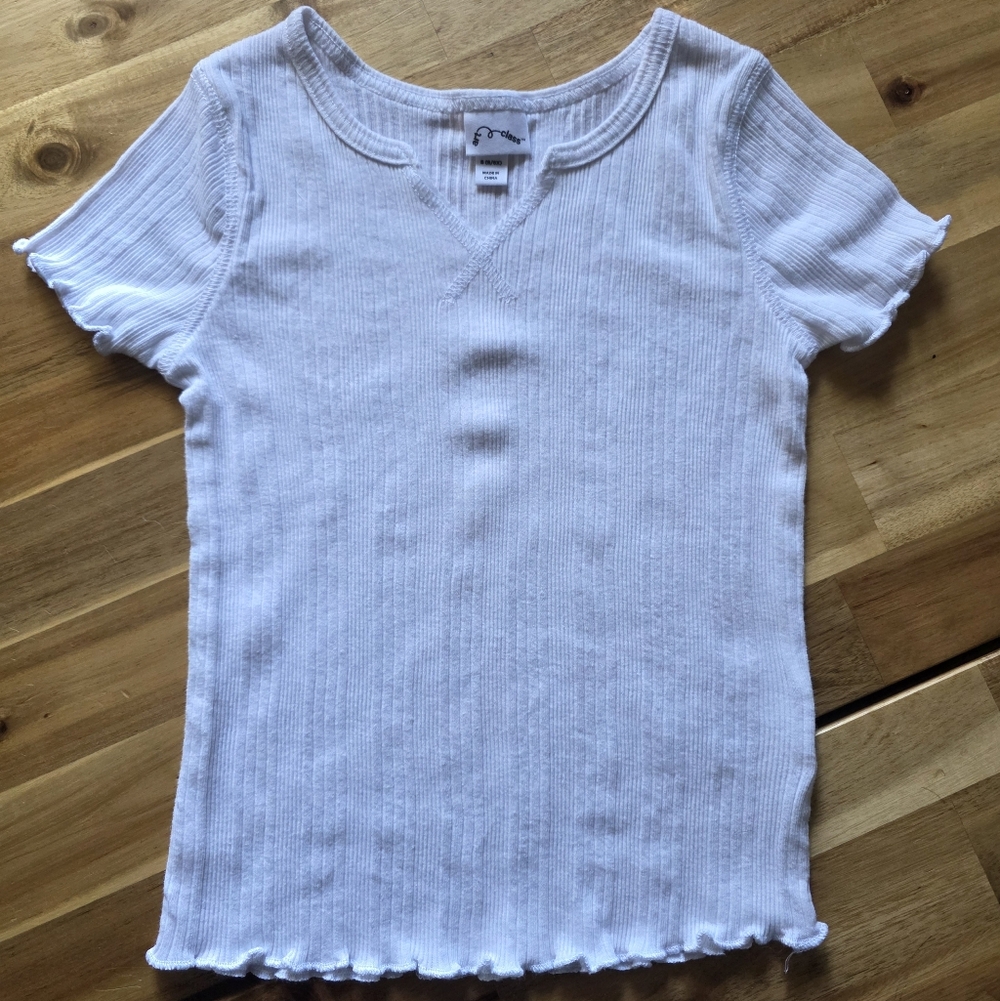 art class White Ribbed Short Sleeve Top